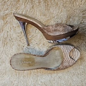 MARCIANO FISH SKIN PLATFORM HEELS